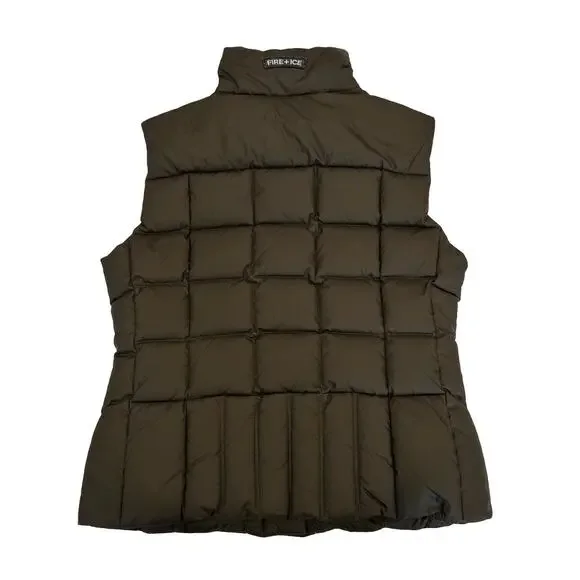Bogner Fire + Ice Womens Down Puffer Vest Size 10 Chocolate Brown Snap Closure - Picture 2 of 5